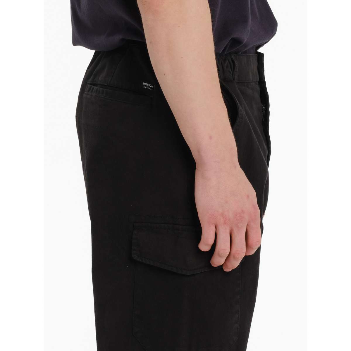 Emerson Ανδρικό Παντελόνι Cargo Regular Fit Cotton Ελαστικό Μαύρο - Μαύρο - L