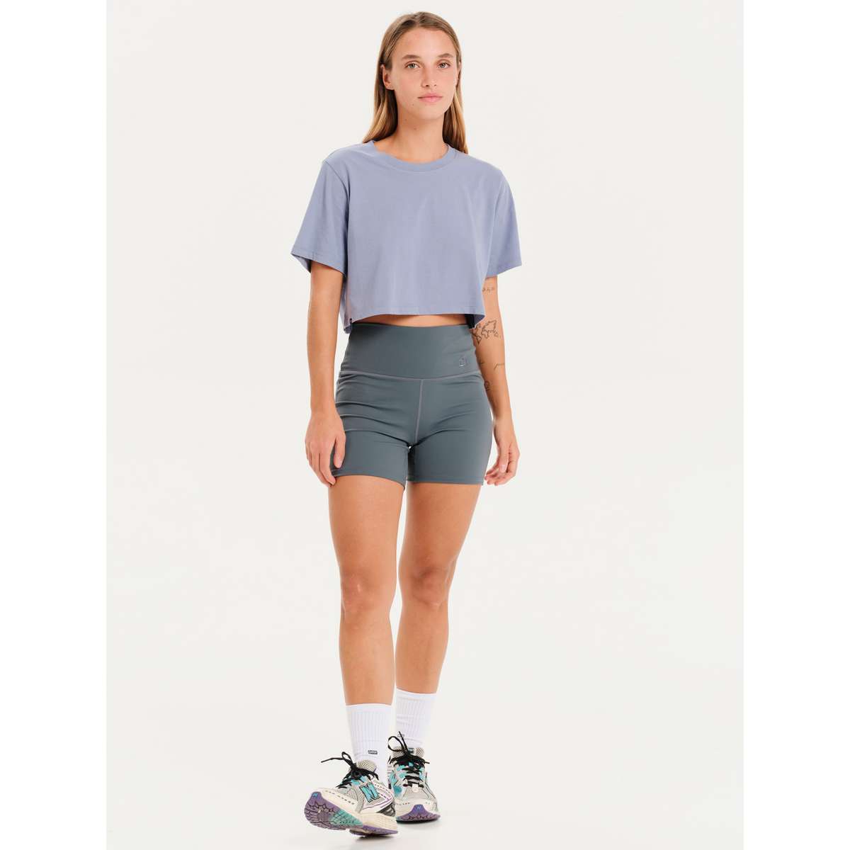 EMERSON ΜΟΝΟΧΡΩΜΟ ΓΥΝΑΙΚΕΙΟ CROP KONTOMANIKO T-SHIRT 251.EW33.108-LILAC-BLUE