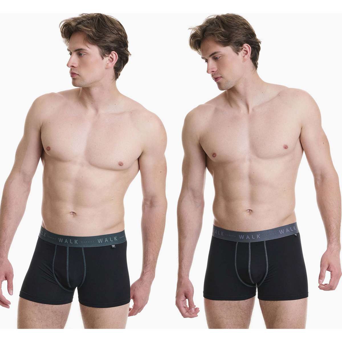 Walk Ανδρικά Μποξεράκια Μπαμπού Μαύρα 2Pack W1776-0202