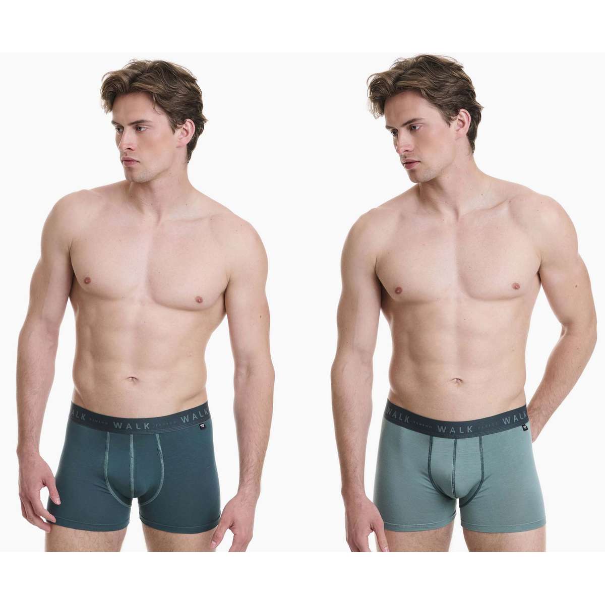 Walk Ανδρικά Μποξεράκια Μπαμπού Χακί-Πράσινο 2Pack W1776-2440
