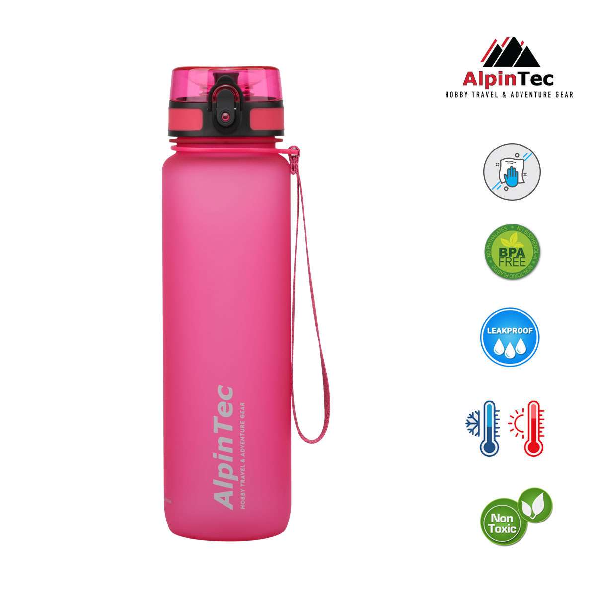 AlpinPro Q-1000 Παγούρι Πλαστικό 1000ml Pink Q-1000PK