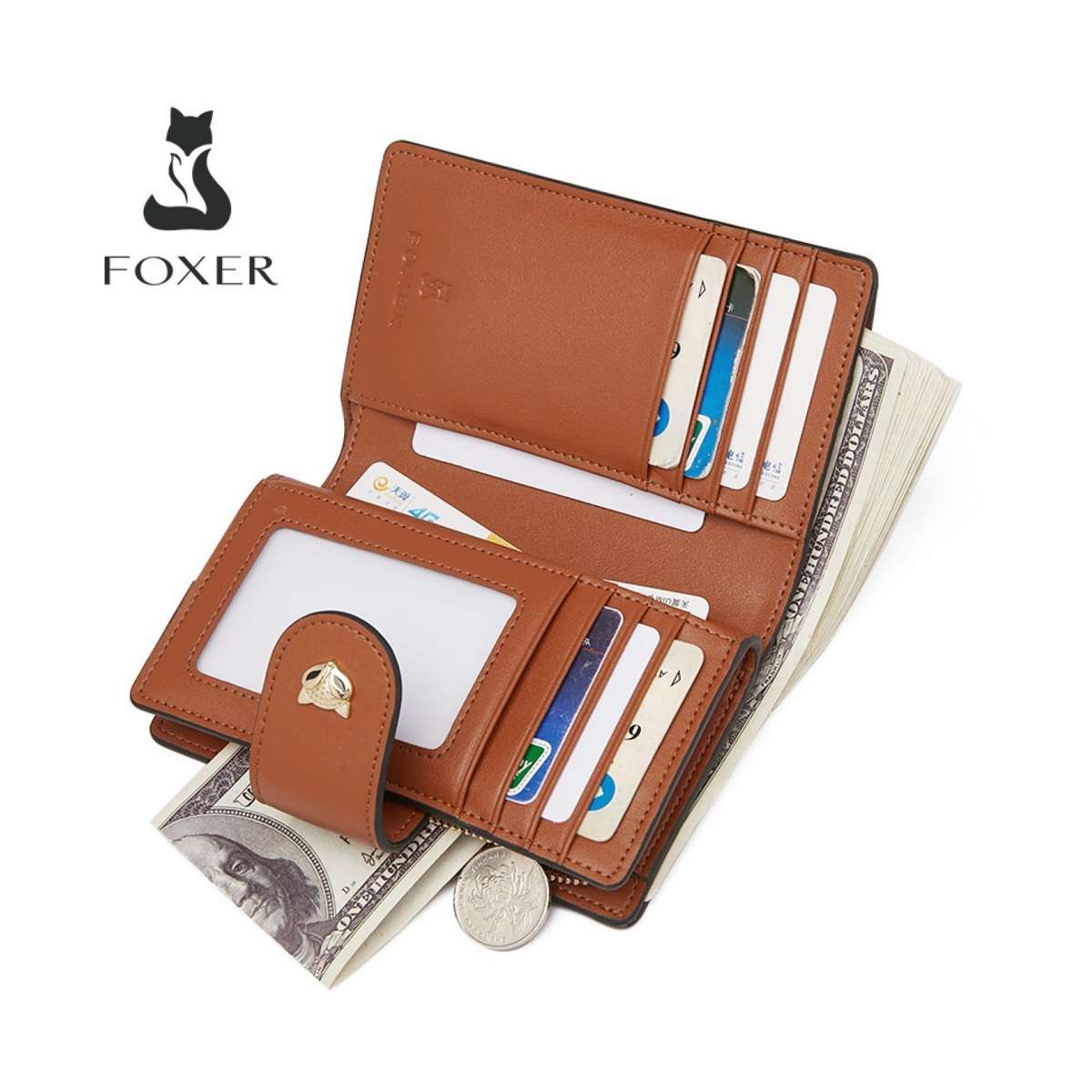 Foxer Μικρό Γυναικείο Πορτοφόλι Καφέ 230046F