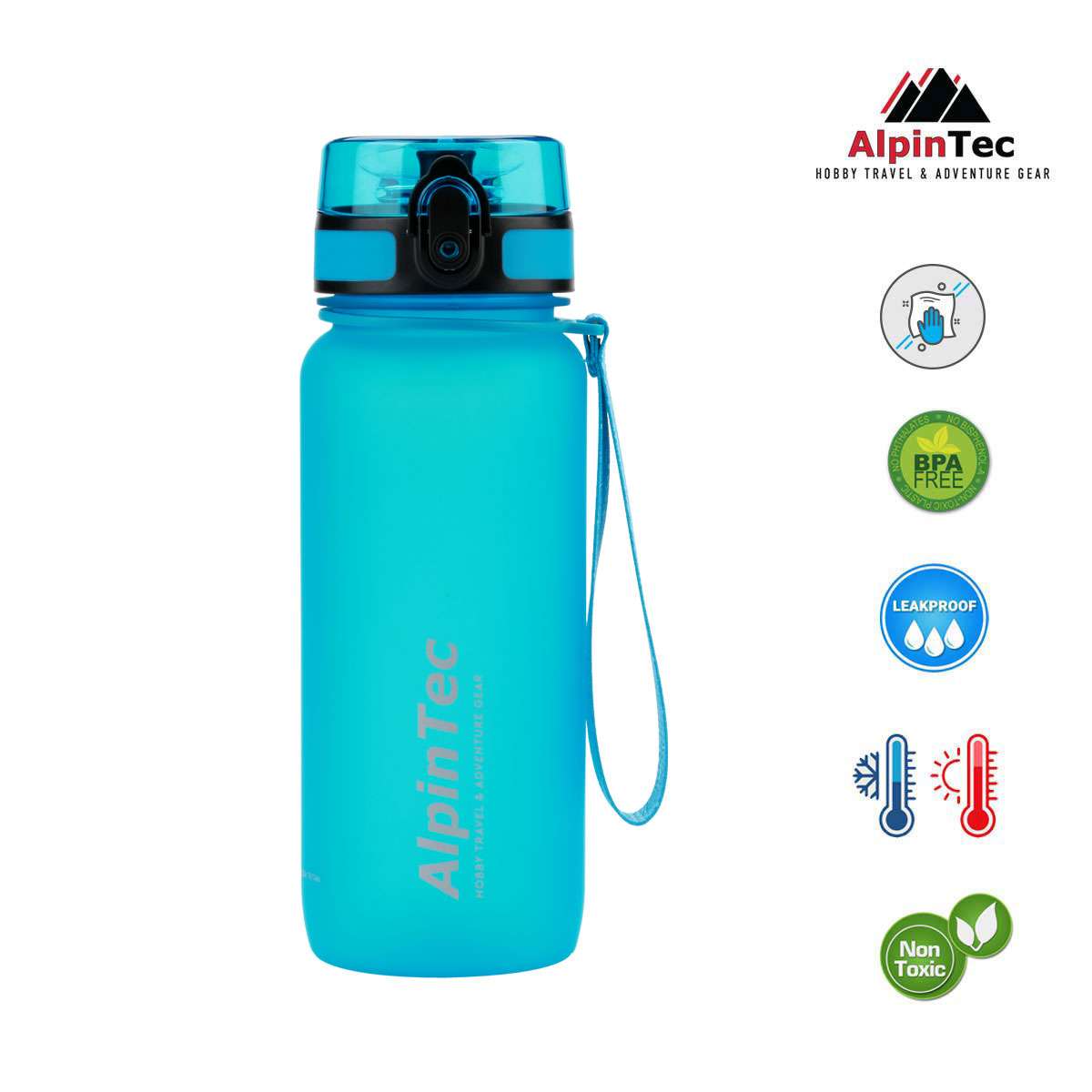AlpinPro Αθλητικό Παγούρι Πλαστικό 650ml Τιρκουάζ T-750AG