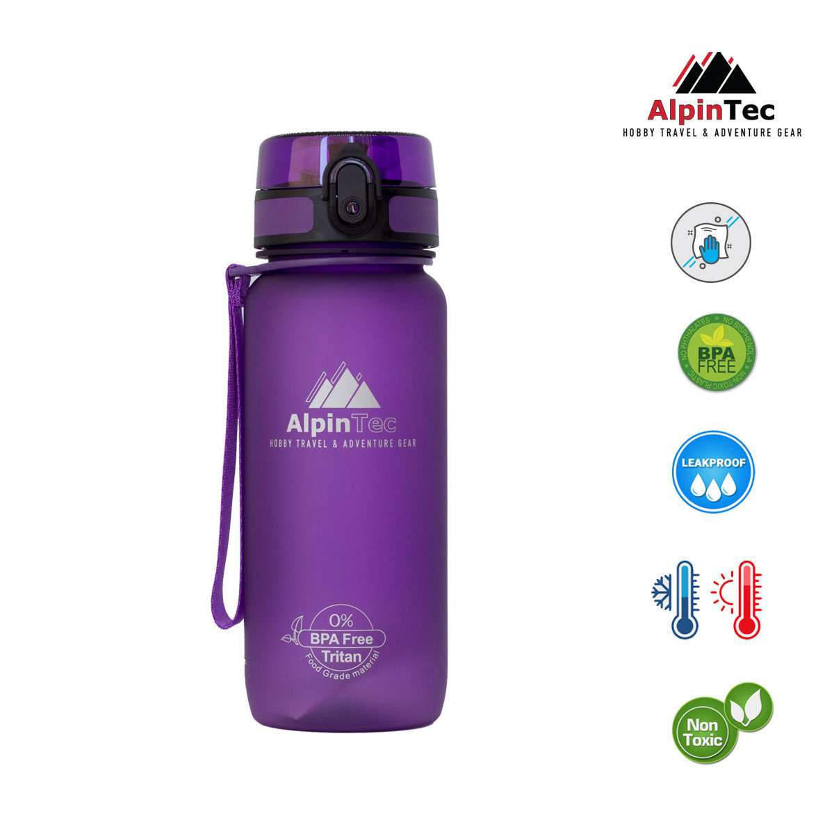 AlpinPro Trek Παγούρι Πλαστικό 650ml Μωβ