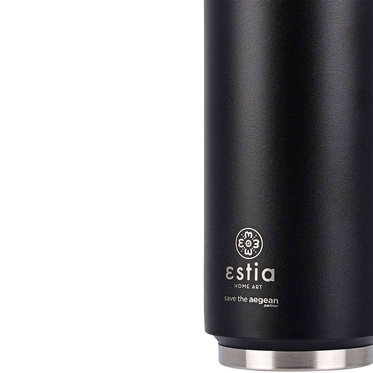 Estia Travel Cup Save the Aegean Θερμός Ανοξείδωτο Πλαστικό BPA Free 500ml Midnight Black