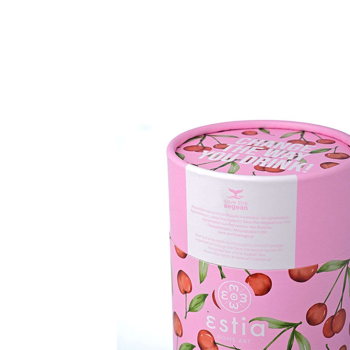 Estia Coffee Mug Save The Aegean Θερμός Ανοξείδωτο BPA Free 350ml Cherry Rose με Καλαμάκι