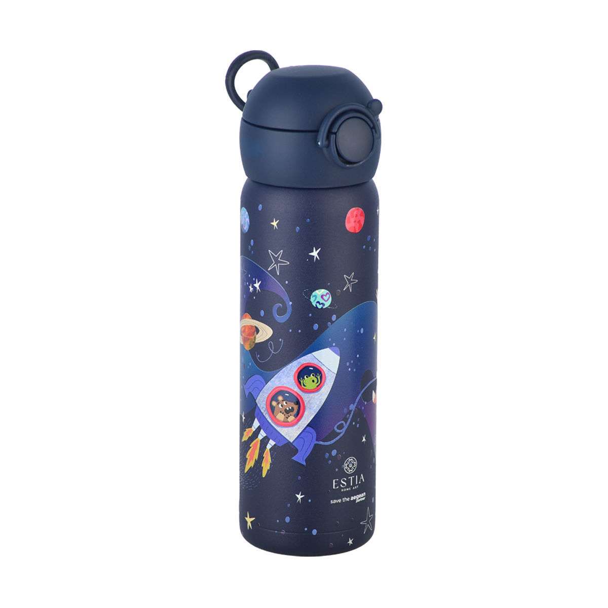 Estia Wonder Bottle Παιδικό Παγούρι Θερμός Ανοξείδωτο με Καλαμάκι Non Spill 500ml Blue