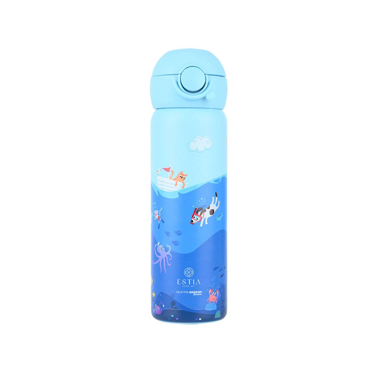 Estia Wonder Bottle Παιδικό Παγούρι Θερμός Ανοξείδωτο με Καλαμάκι Non Spill 500ml Πολύχρωμο