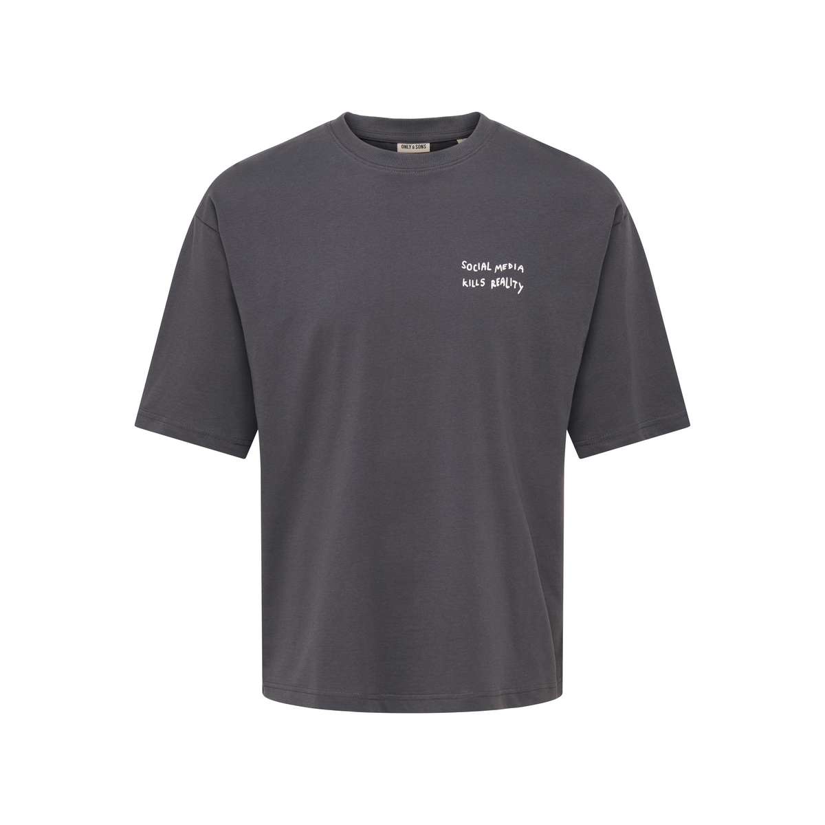 ONLY & SONS MENS AXEL SCRIBBLE BOXY FIT SS TEE Grey Pinstripe