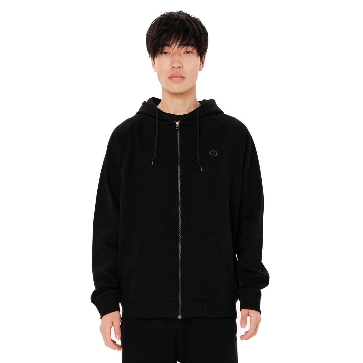 EMERSON MEN’S REGULAR FIT COTTON FULL ZIP HOODIE 262.EM21.89 BLACK