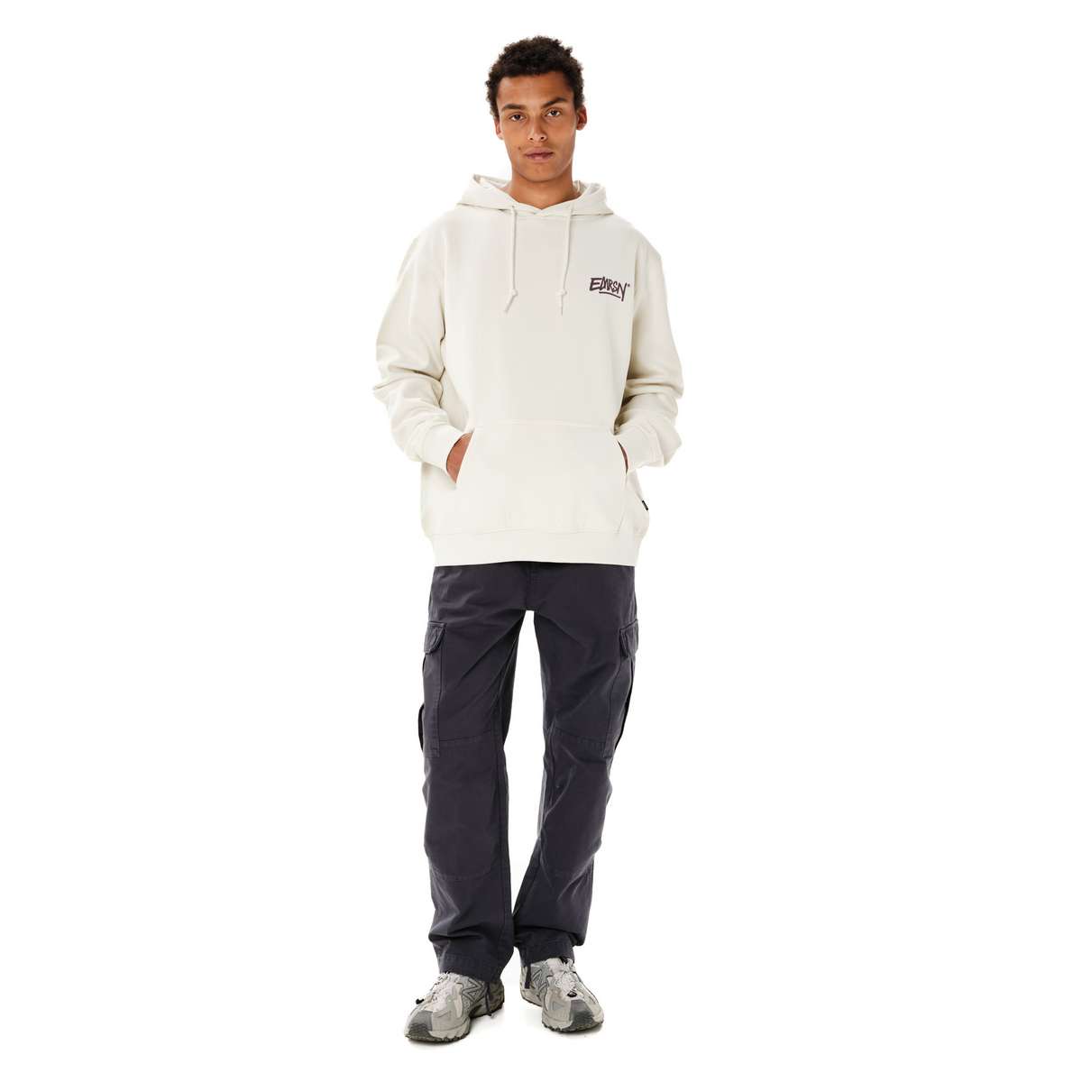 EMERSON TAG MEN΄S REGULAR FIT COTTON SWEATSHIRT HOODIE CLAY WHITE