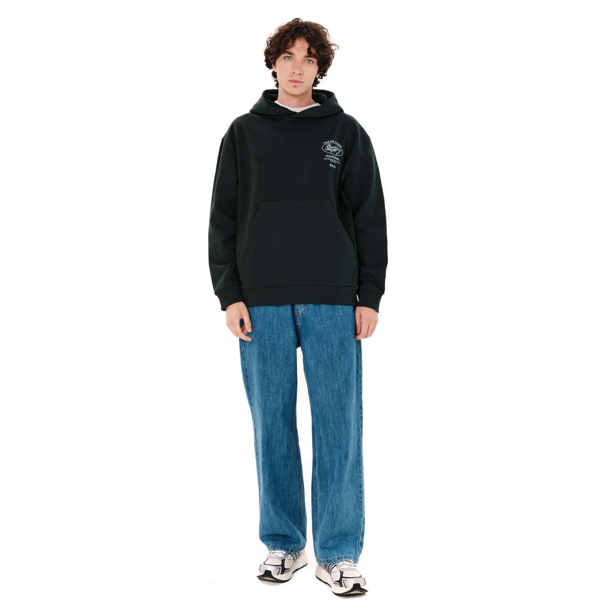 EMERSON ΄΄TOKYO VIBES΄΄ MENS REGULAR FIT COTTON SWEATSHIRT HOODIE FOREST TEAL