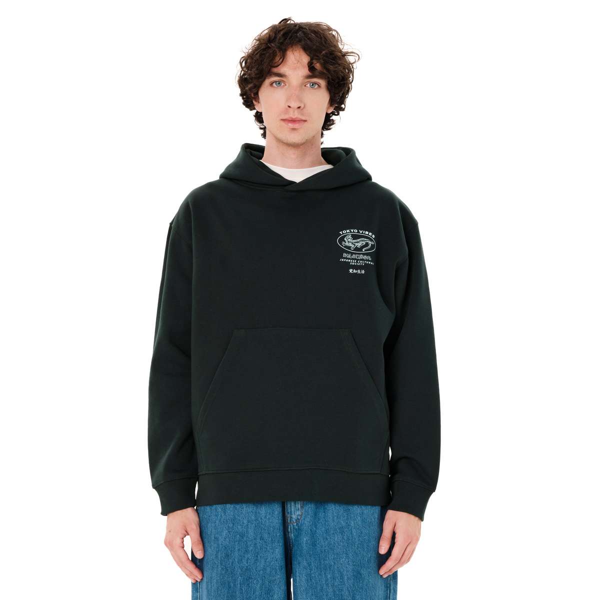 EMERSON ΄΄TOKYO VIBES΄΄ MENS REGULAR FIT COTTON SWEATSHIRT HOODIE FOREST TEAL