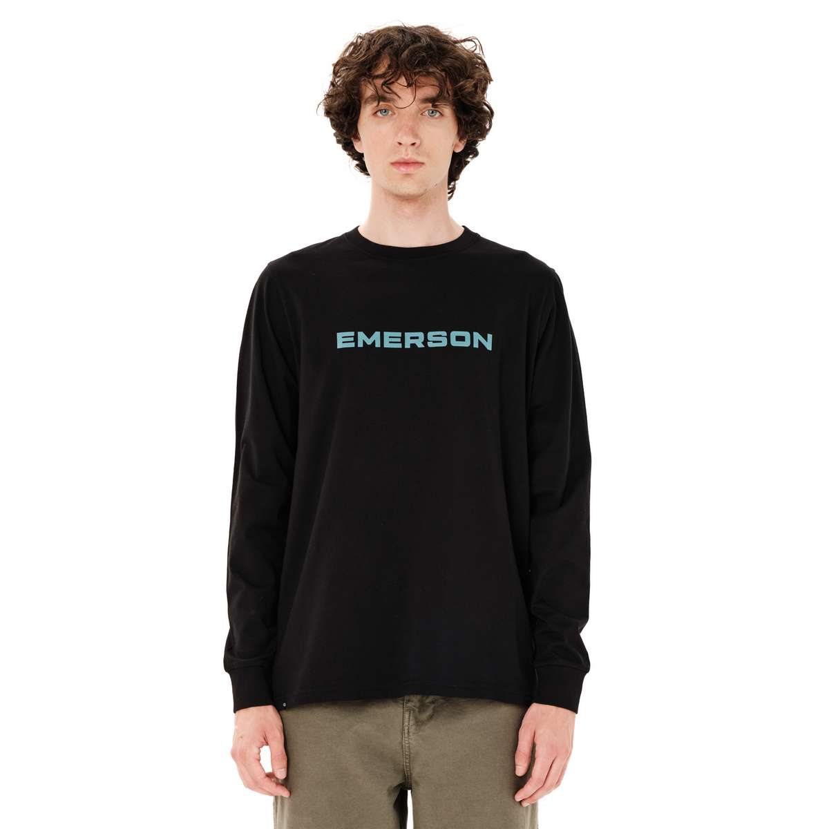 EMERSON MEN’S REGULAR FIT COTTON LONG SLEEVE TEE 262.EM31.01 BLACK