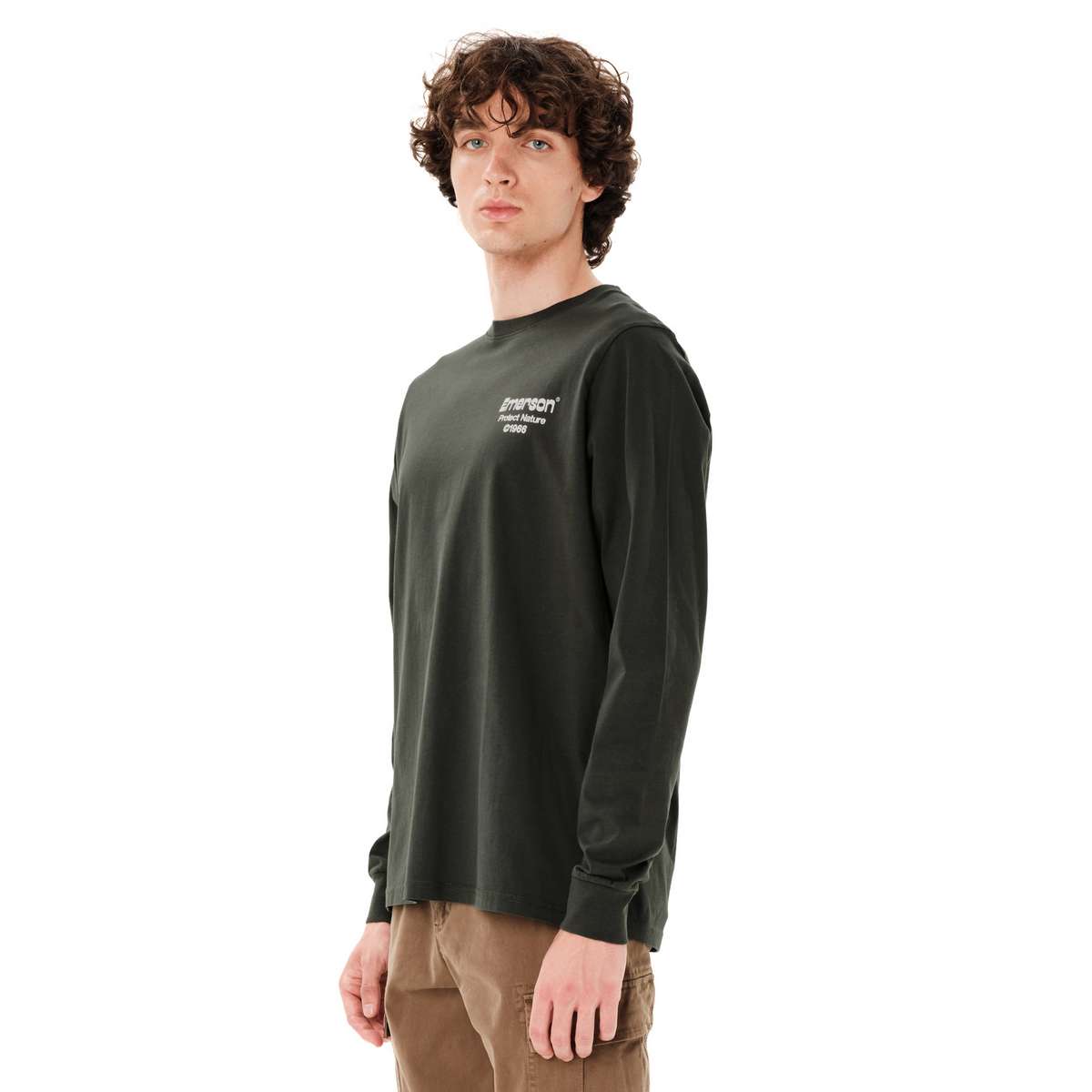 EMERSON KEEP IT SIMPLE MEN’S REGULAR FIT COTTON LONG SLEEVE TEE SPRUCE GREEN
