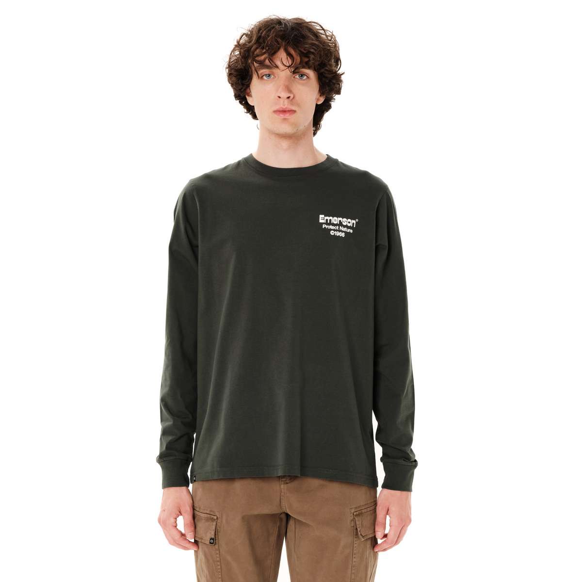 EMERSON KEEP IT SIMPLE MEN’S REGULAR FIT COTTON LONG SLEEVE TEE SPRUCE GREEN
