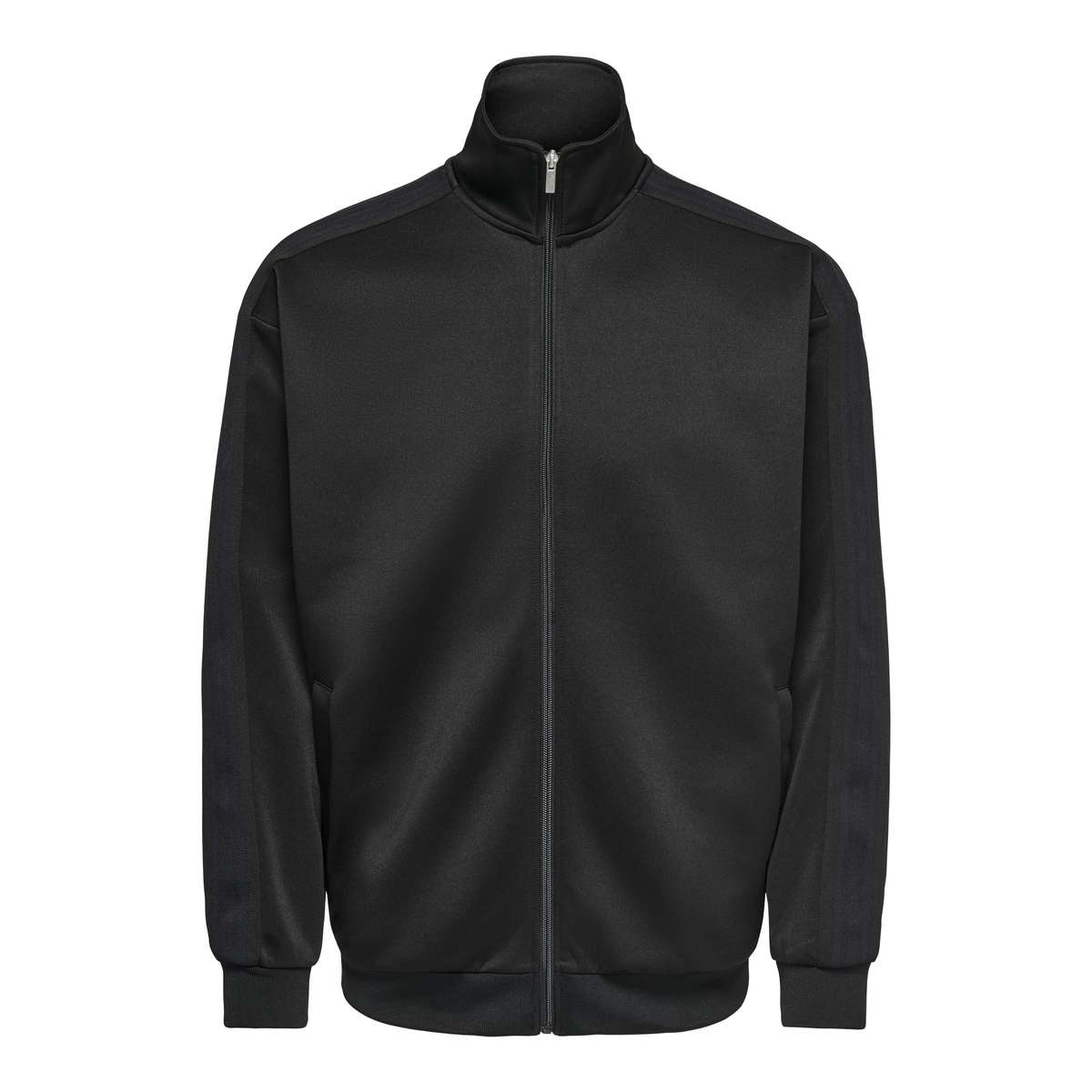 ONLY & SONS MEN΄S RIBER RELAXED FIT LONGSLEEVE ZIP STRIPE TRACK SWEAT BLACK
