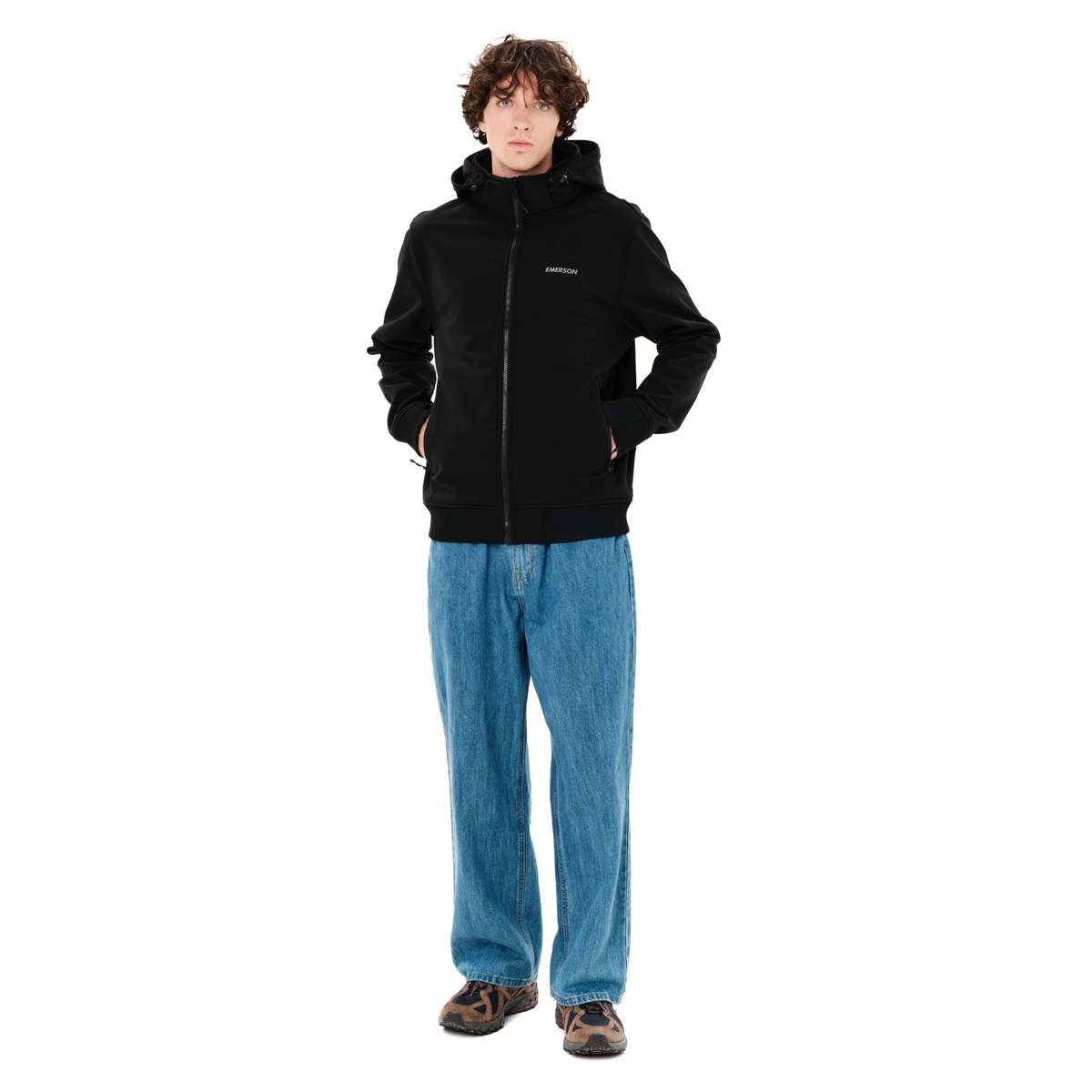 EMERSON MEN΄S BONDED BOMBER JACKET WITH DETACHABLE HOOD BLACK
