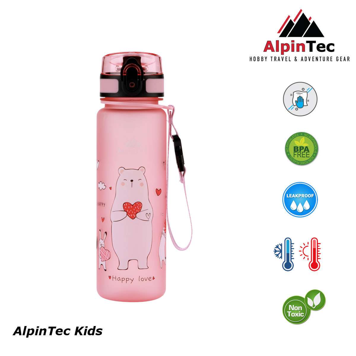 AlpinPro AlpinTec Kids Παιδικό Παγούρι Πλαστικό Tritan Non Spill Flamingo 500ml