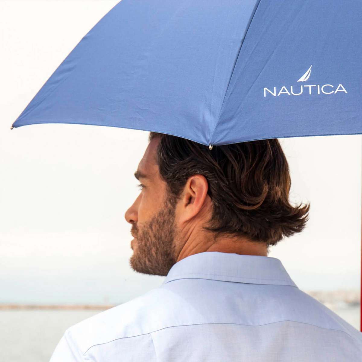 Nautica Αυτόματη Ομπρέλα Βροχής με Μπαστούνι Μπλε