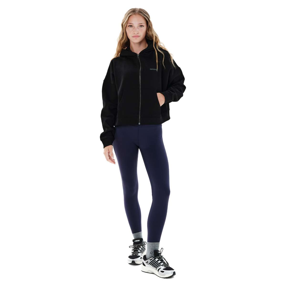 EMERSON ΓΥΝΑΙΚΕΙΟ CROP ΦΟΥΤΕΡ ΜΕ ΦΕΡΜΟΥΑΡ ΚΑΙ ΚΟΥΚΟΥΛΑ BLACK - Μαύρο - S