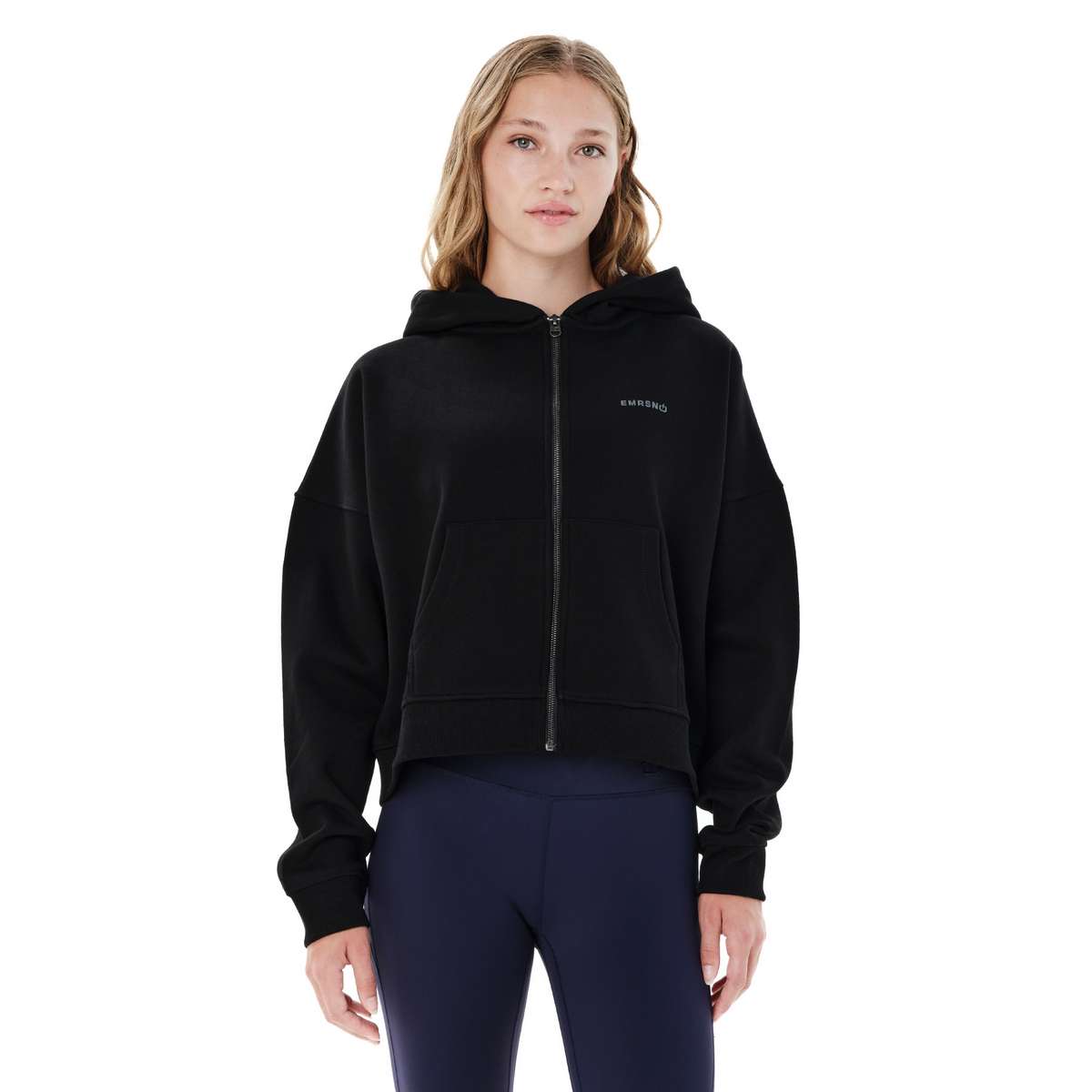 EMERSON ΓΥΝΑΙΚΕΙΟ CROP ΦΟΥΤΕΡ ΜΕ ΦΕΡΜΟΥΑΡ ΚΑΙ ΚΟΥΚΟΥΛΑ BLACK
