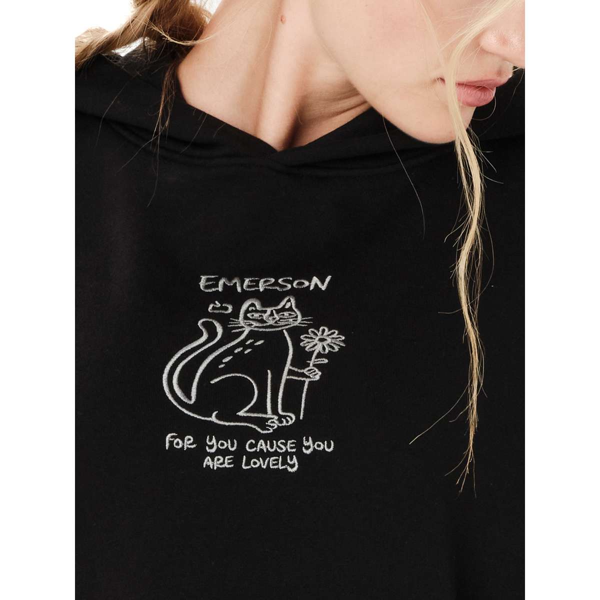 EMERSON CAT ΓΥΝΑΙΚΕΙΟ CROP ΦΟΥΤΕΡ ΜΕ ΚΟΥΚΟΥΛΑ BLACK