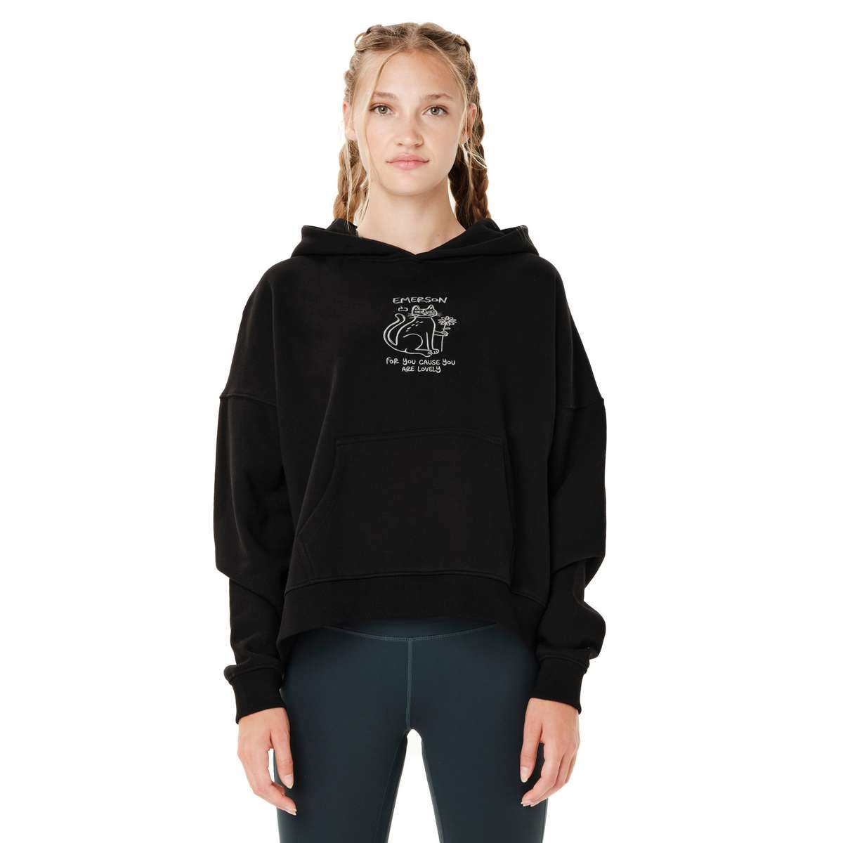 EMERSON CAT ΓΥΝΑΙΚΕΙΟ CROP ΦΟΥΤΕΡ ΜΕ ΚΟΥΚΟΥΛΑ BLACK