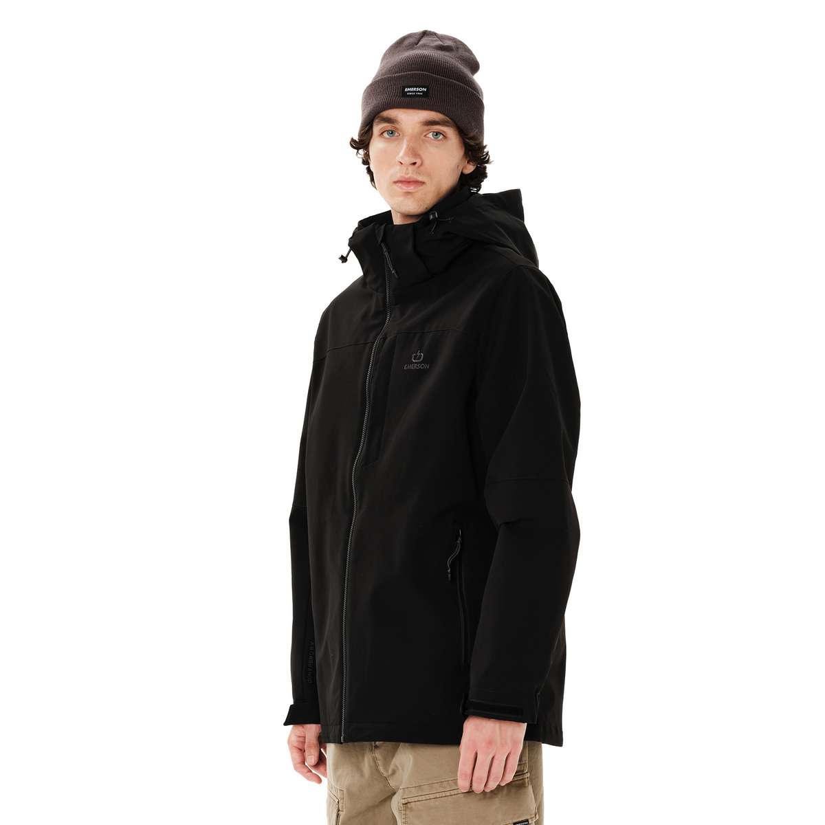 EMERSON MEN΄S JACKET WITH DETACHABLE HOOD REGULAR FIT BLACK