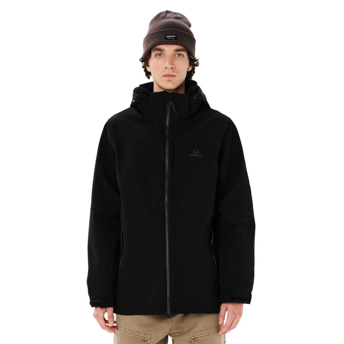 EMERSON MEN΄S JACKET WITH DETACHABLE HOOD REGULAR FIT BLACK