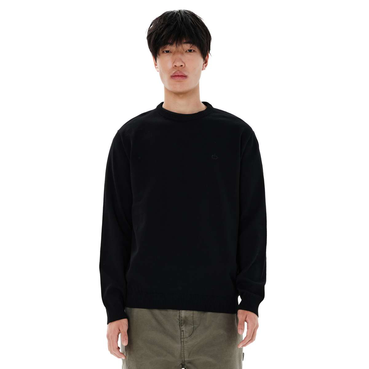 EMERSON MEN’S REGULAR FIT COTTON KNIT SWEATER BLACK
