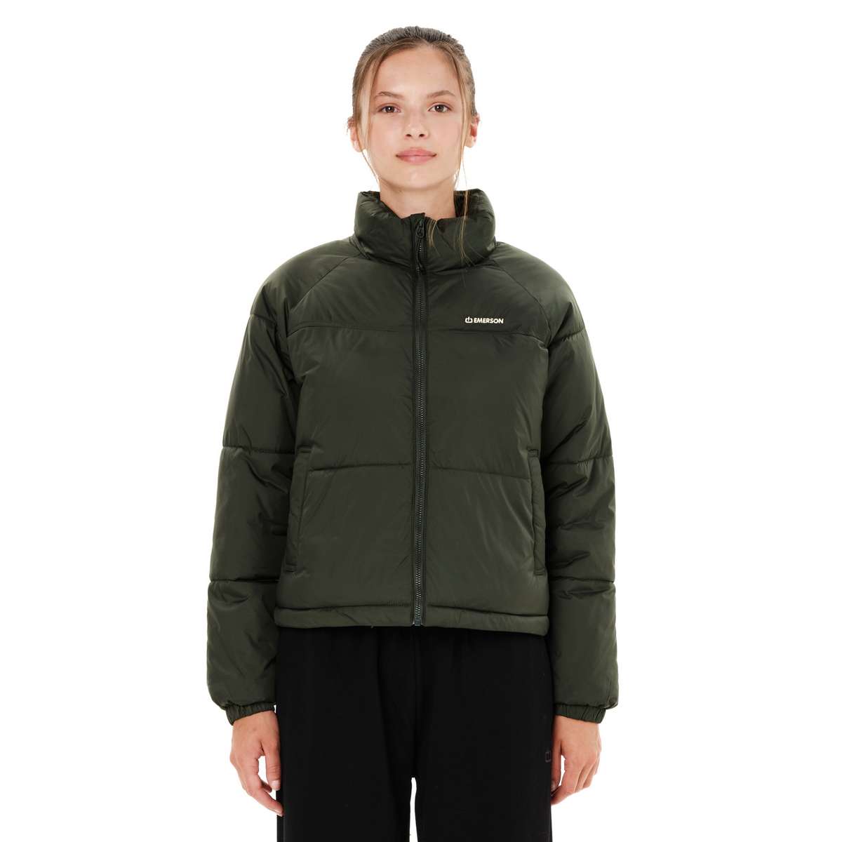 EMERSON WOMEN’S HOODED PUFFER JACKET PINE OLIVE