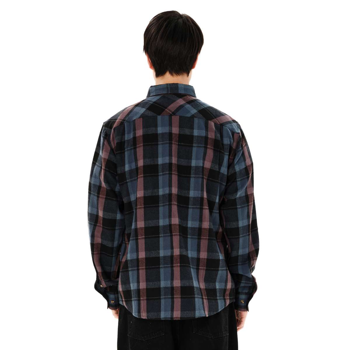 EMERSON MEN’S CHECKERED FLANNEL SHIRT REGULAR FIT DUSTY BLUE/PLUM