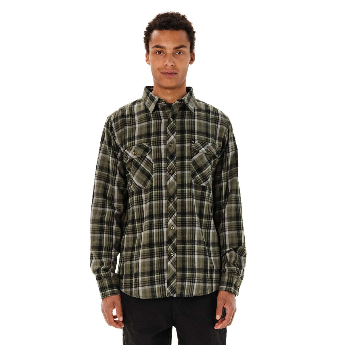 EMERSON MEN’S CHECKERED FLANNEL SHIRT REGULAR FIT OLIVE/PINE