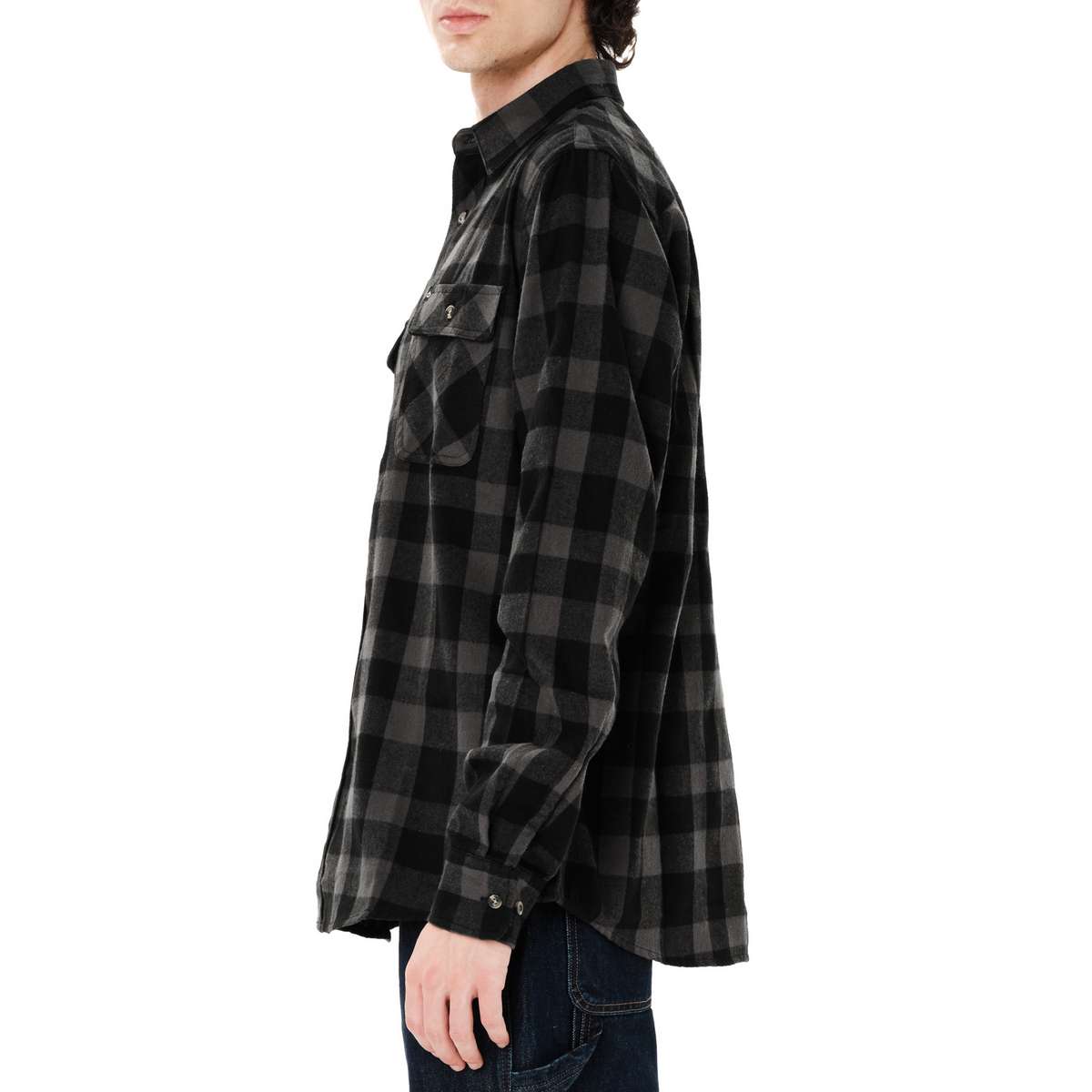 EMERSON MEN’S CHECKERED FLANNEL SHIRT REGULAR FIT PINE GREY/BLACK