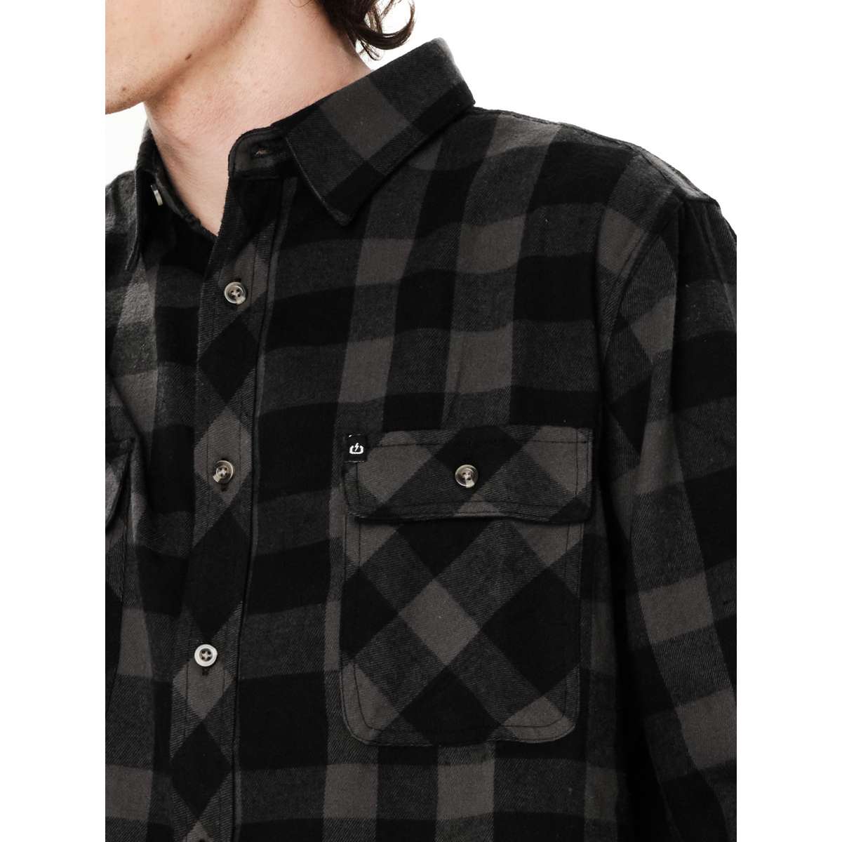 EMERSON MEN’S CHECKERED FLANNEL SHIRT REGULAR FIT PINE GREY/BLACK