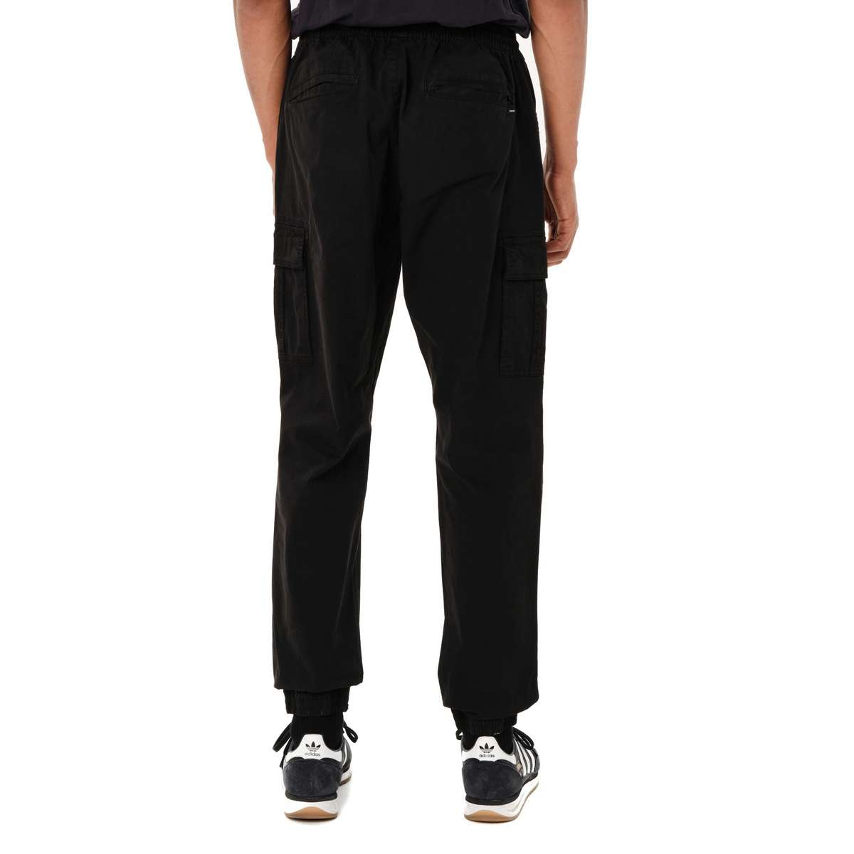 EMERSON MEN’S ELASTICATED WAIST CUFFED CARGO PANTS BLACK