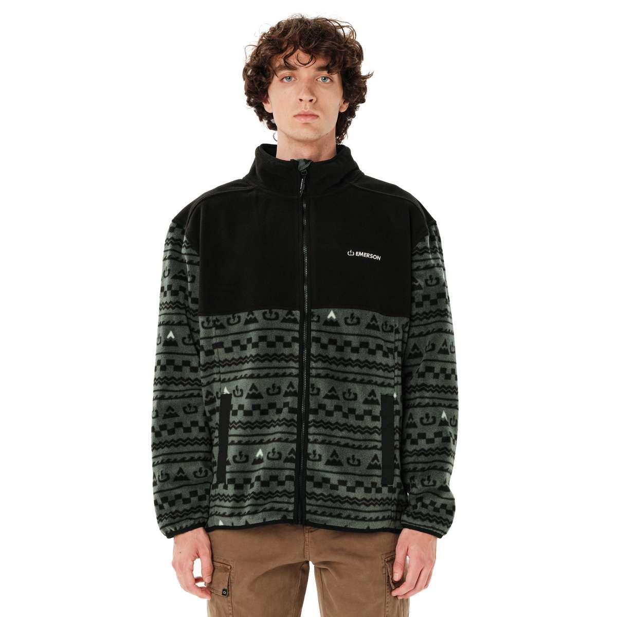 EMERSON MEN’S FULL ZIP FLEECE PR630 FOREST GREEN/BLACK