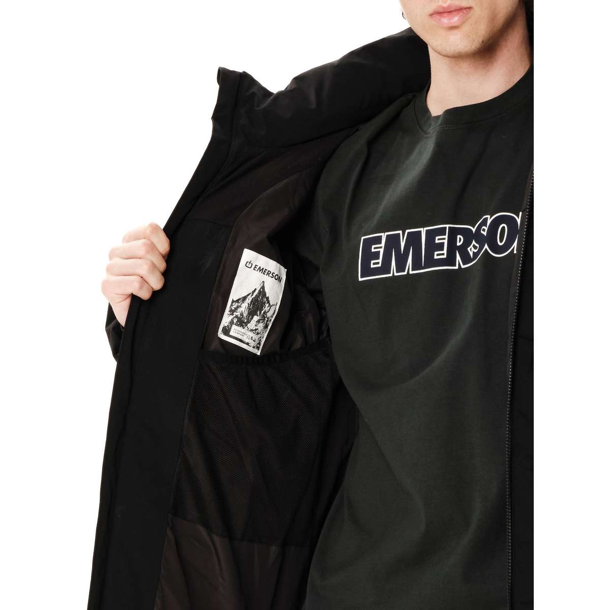 EMERSON MEN΄S PUFFER JACKET WITH DETACHABLE HOOD POLYESTER BLACK