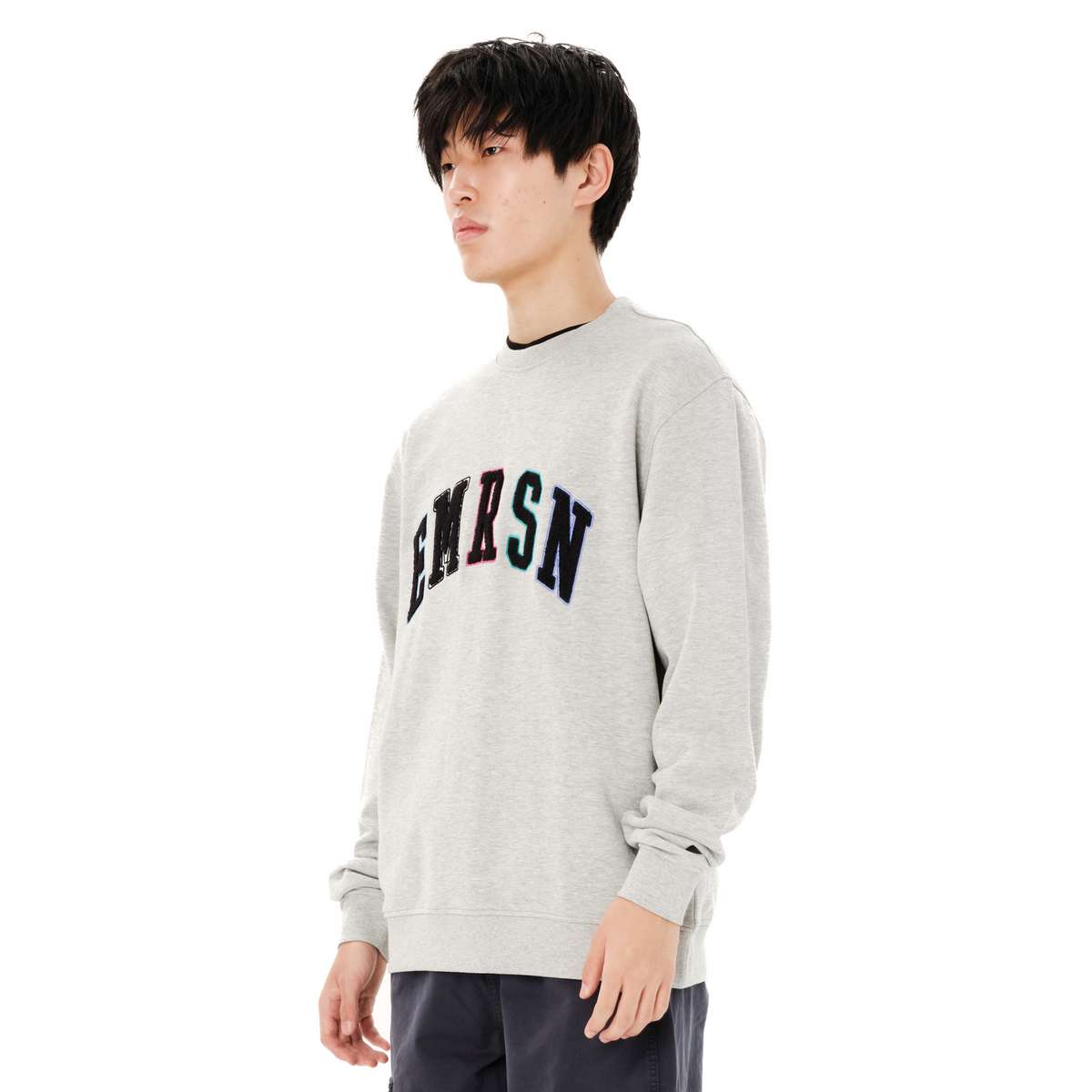 EMERSON MEN’S CLASSIC CREW NECK SWEATSHIRT REGULAR FIT COTTON GREY - Γκρι - XL