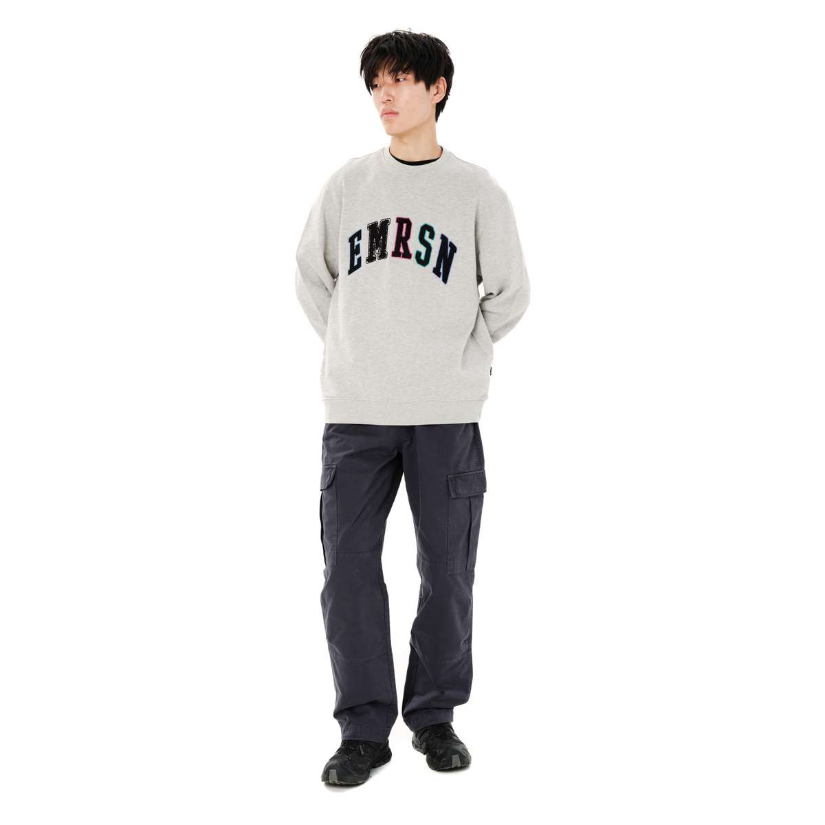 EMERSON MEN’S CLASSIC CREW NECK SWEATSHIRT REGULAR FIT COTTON GREY - Γκρι - XL
