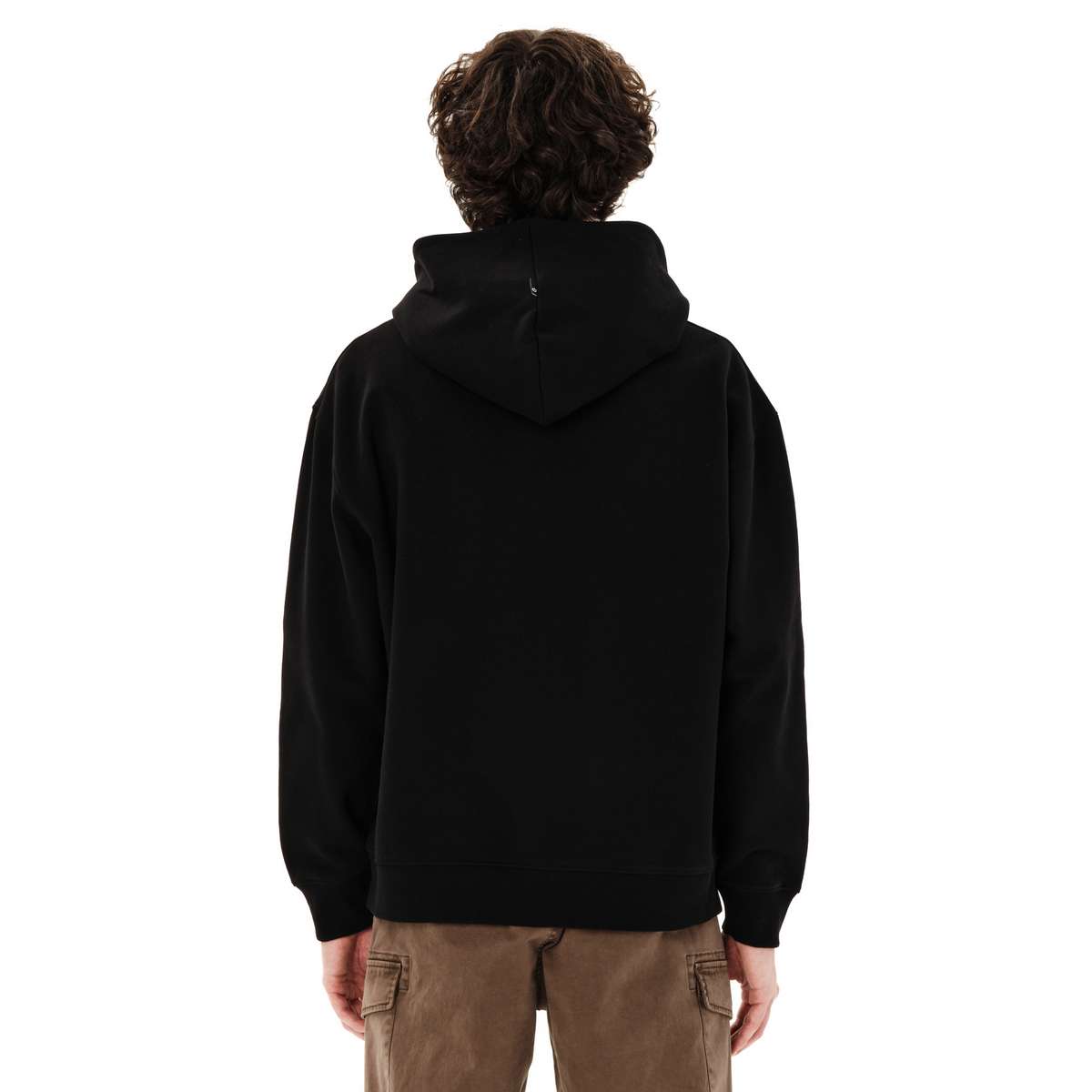 EMERSON MEN’S LOGO RELAXED FIT COTTON SWEATSHIRT HOODIE BLACK - Μαύρο - M