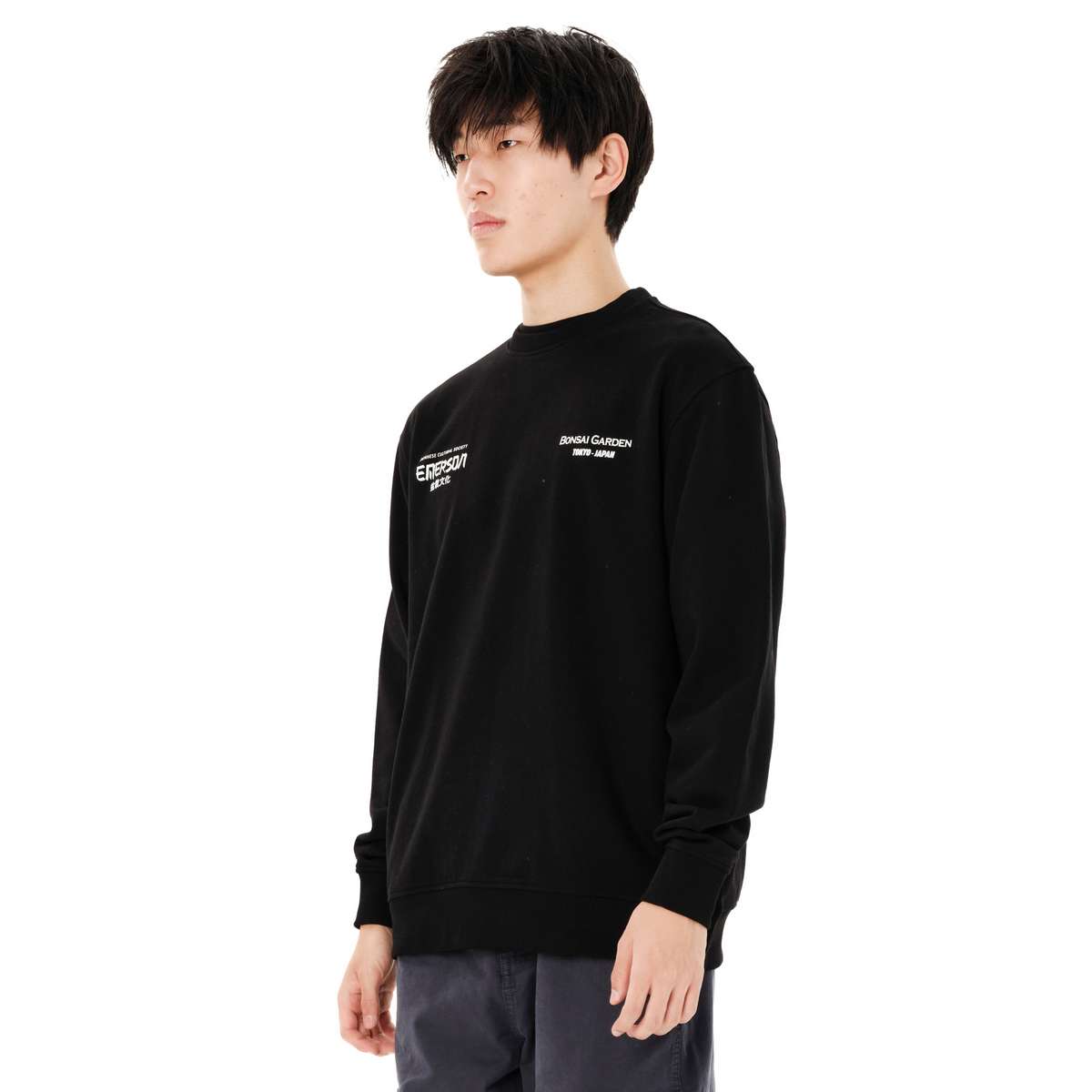 EMERSON MEN’S ΄΄JAPANESE CULTURAL SOCIETY΄΄ CREW NECK SWEATSHIRT BLACK