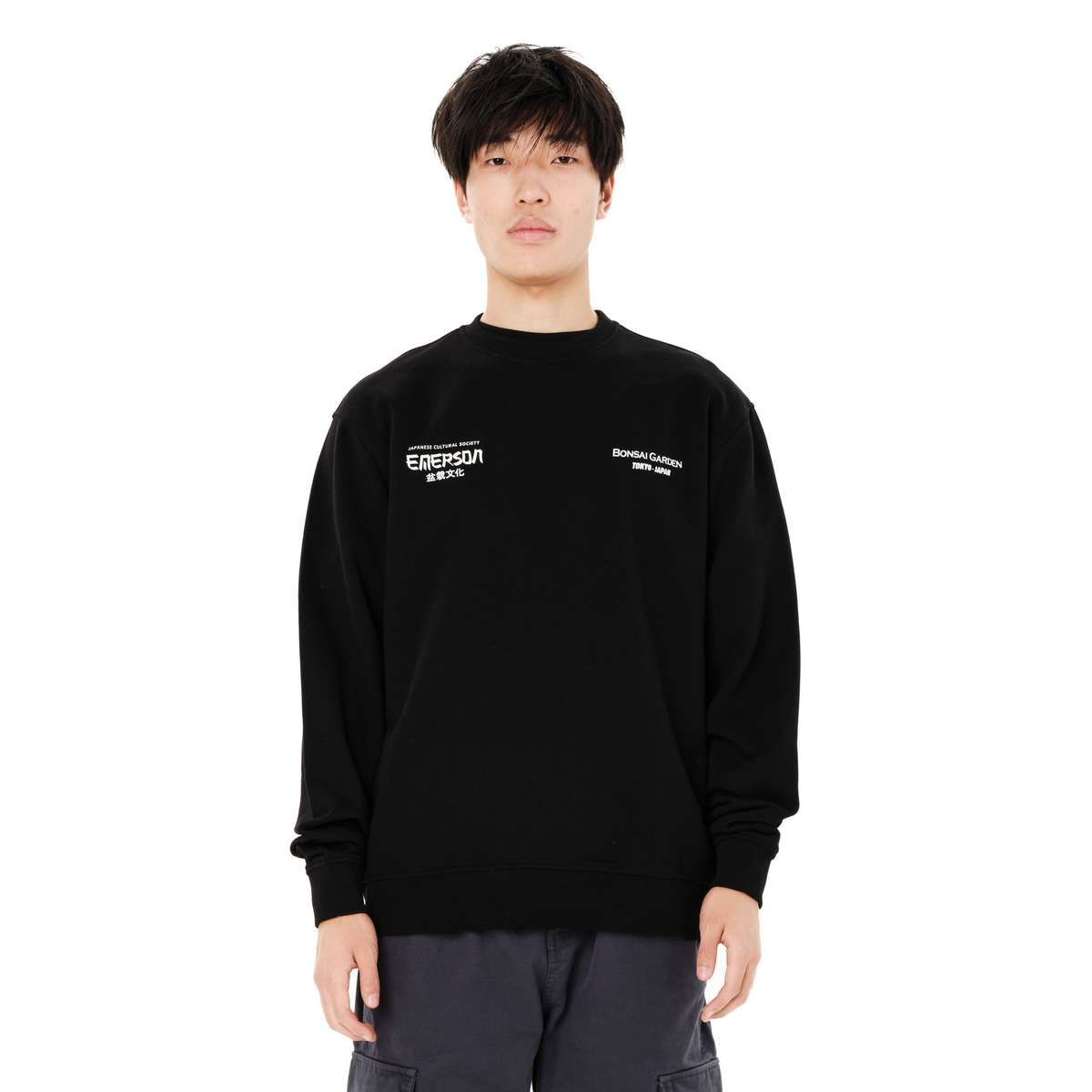 EMERSON MEN’S ΄΄JAPANESE CULTURAL SOCIETY΄΄ CREW NECK SWEATSHIRT BLACK