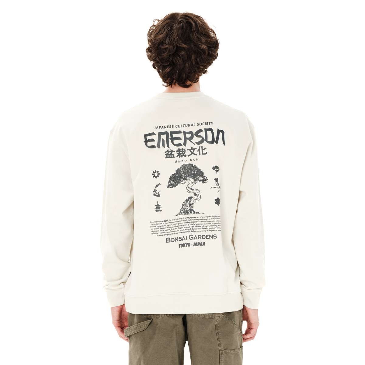 EMERSON MEN’S ΄΄JAPANESE CULTURAL SOCIETY΄΄ CREW NECK SWEATSHIRT CLAY WHITE - Λευκό - XXL