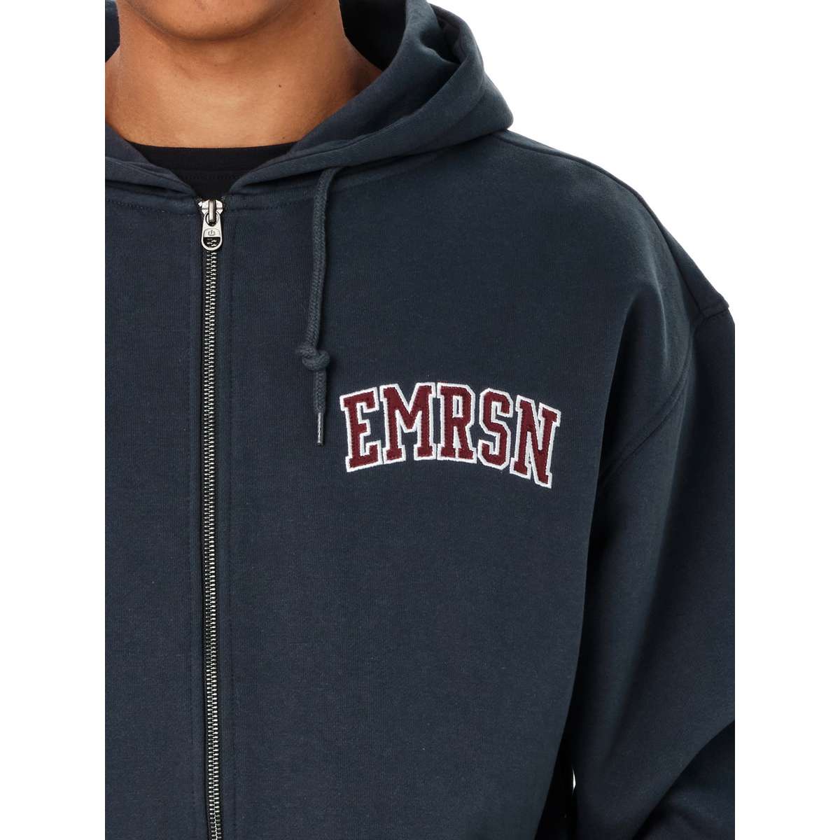 EMERSON MEN’S FULL ZIP HOODIE RELAXED FIT COTTON TEAL BLUE
