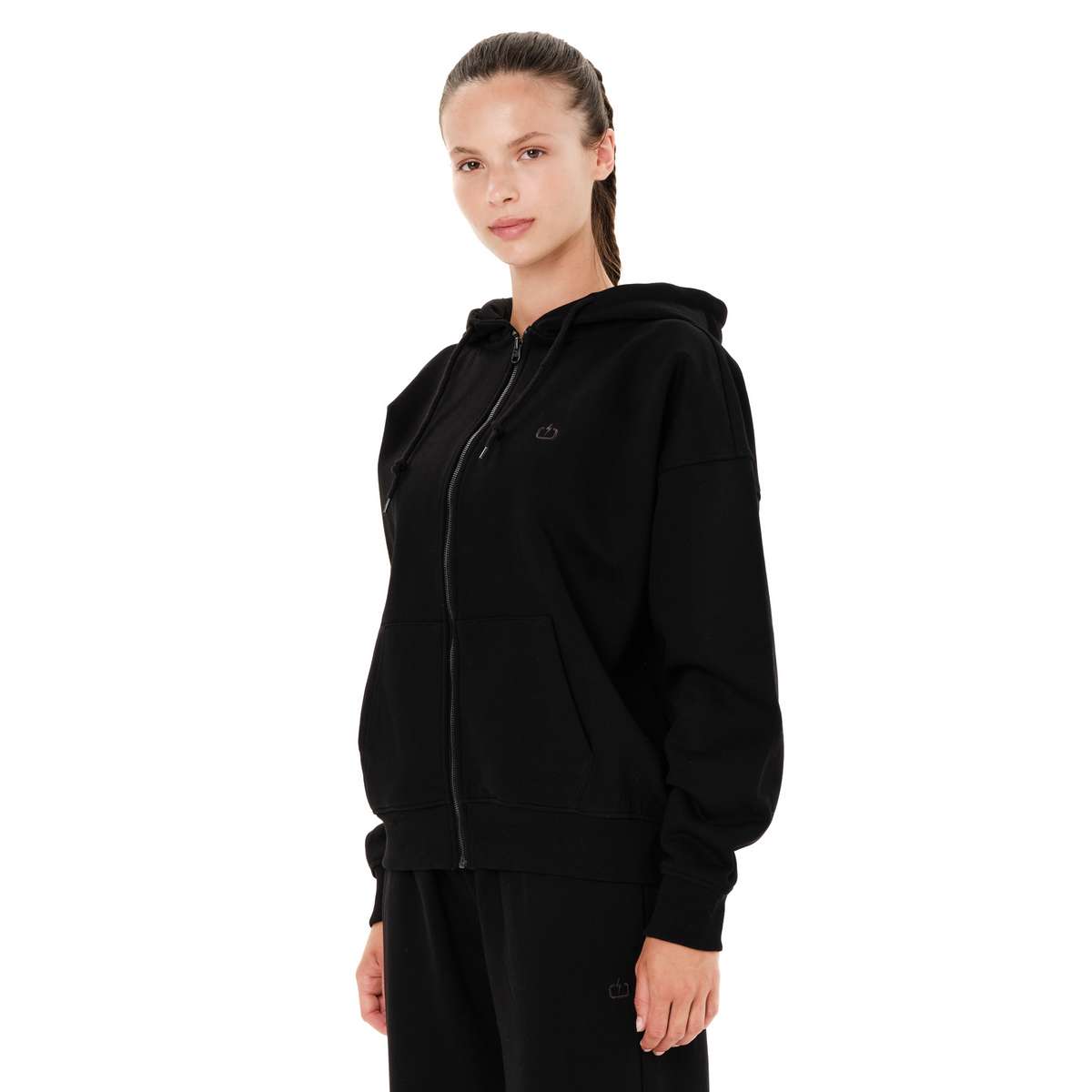 EMERSON WOMEN΄S FULL ZIP HOODIE RELAXED FIT COTTON BLACK