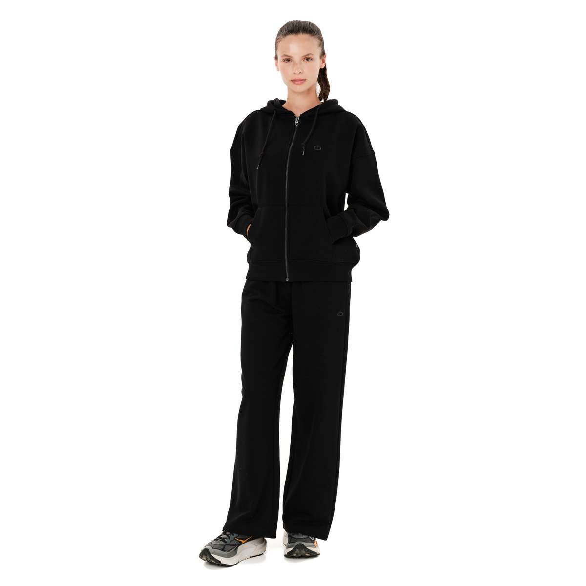 EMERSON WOMEN΄S FULL ZIP HOODIE RELAXED FIT COTTON BLACK