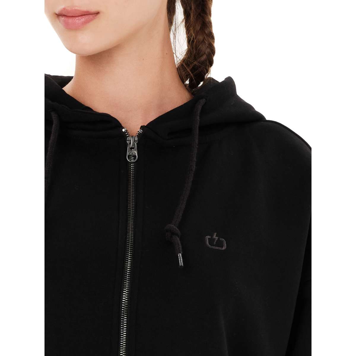 EMERSON WOMEN΄S FULL ZIP HOODIE RELAXED FIT COTTON BLACK
