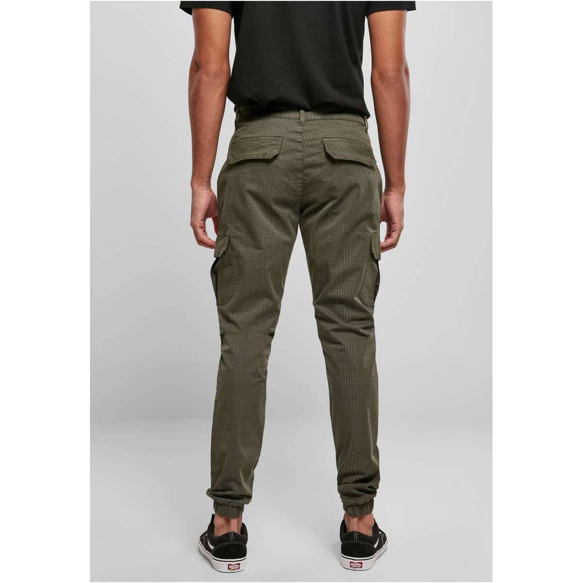 URBAN CLASSICS MEN΄S REGULAR FIT COTTON CARGO JOGGING PANTS GLENCHECK TB3138 OLIVE
